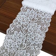 Olive Lace 6 inches Wide White Stretchy lace Ribbon Elastic Trim Fabric with Floral Pattern for Bridal Wedding Decorations , Sewing DIY Making and DIY Crafts-5 Yards 910 White