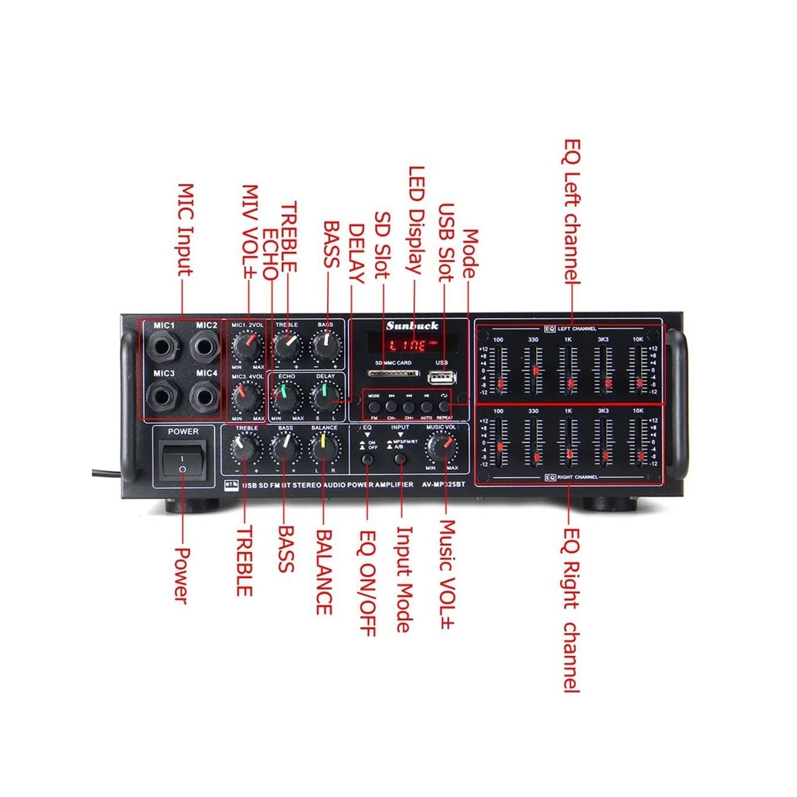 Amplificatore Audio, Amplificatore for auto DC12V Subwoofer for potente a 2 canali Amplificatori for amplificatori stereo for veicoli in lega di alluminio