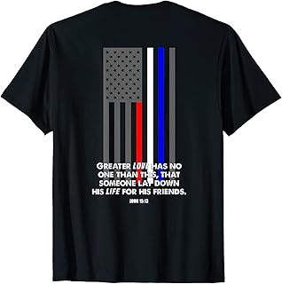 Police Fire EMS First Responder Bible Verse Flag T-Shirt