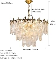 Vista 7 de A Million Modern Pendant Chandelier, 8-Light Round 24" LED Ceiling Light, 3-Tier Crystal Hanging Clear Lampshade Lighting Fixture for Dinning Rooms