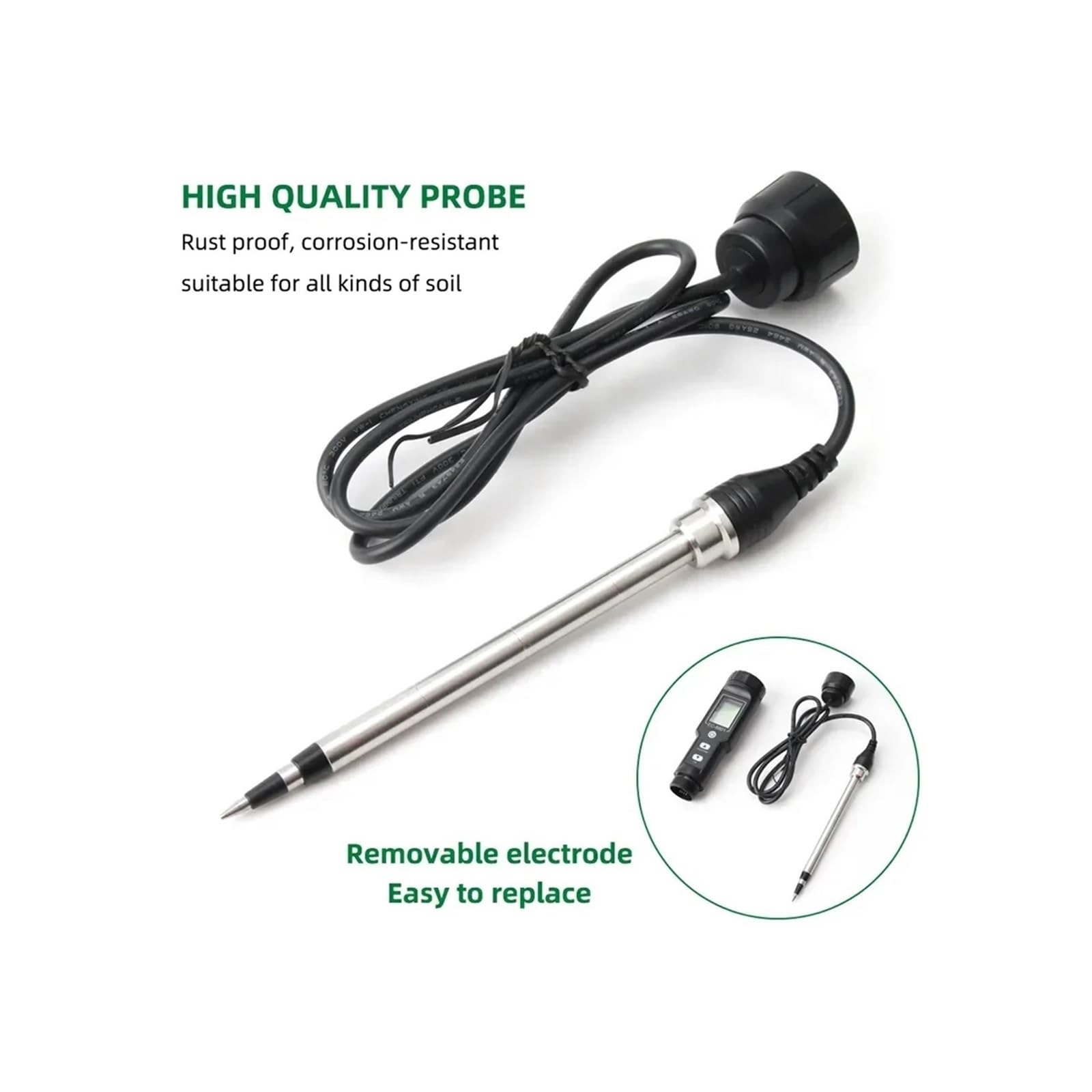 Testeur numérique 2 en 1 EC et température du sol, détecteur EC de sol étanche for jardin, ferme, plantes en pot, culture hydroponique