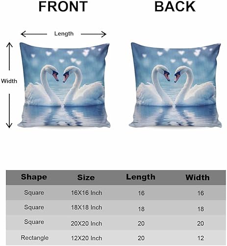 Miniatura 6 de Juego de 2 fundas de almohada decorativas de 18 x 18 pulgadas, fundas de cojín cuadradas de algodón para el día de San Valentín, diseño de cisne