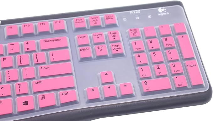 Funda Protectora de Silicona para Teclado Logitech K120 y MK120 Rosa miniatura 3