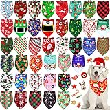40 Pcs Summer Spring Dog Bandanas Christmas Dog Bibs Triangle Reversible Dog Bandana Adjustable Pet