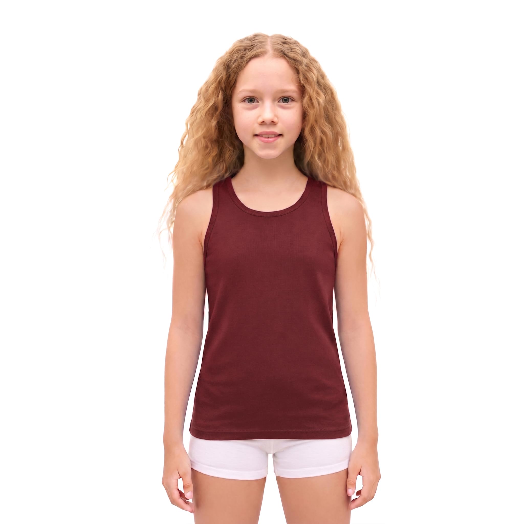 Lilax Girls' Racerback Tank Top 12, Burgundy