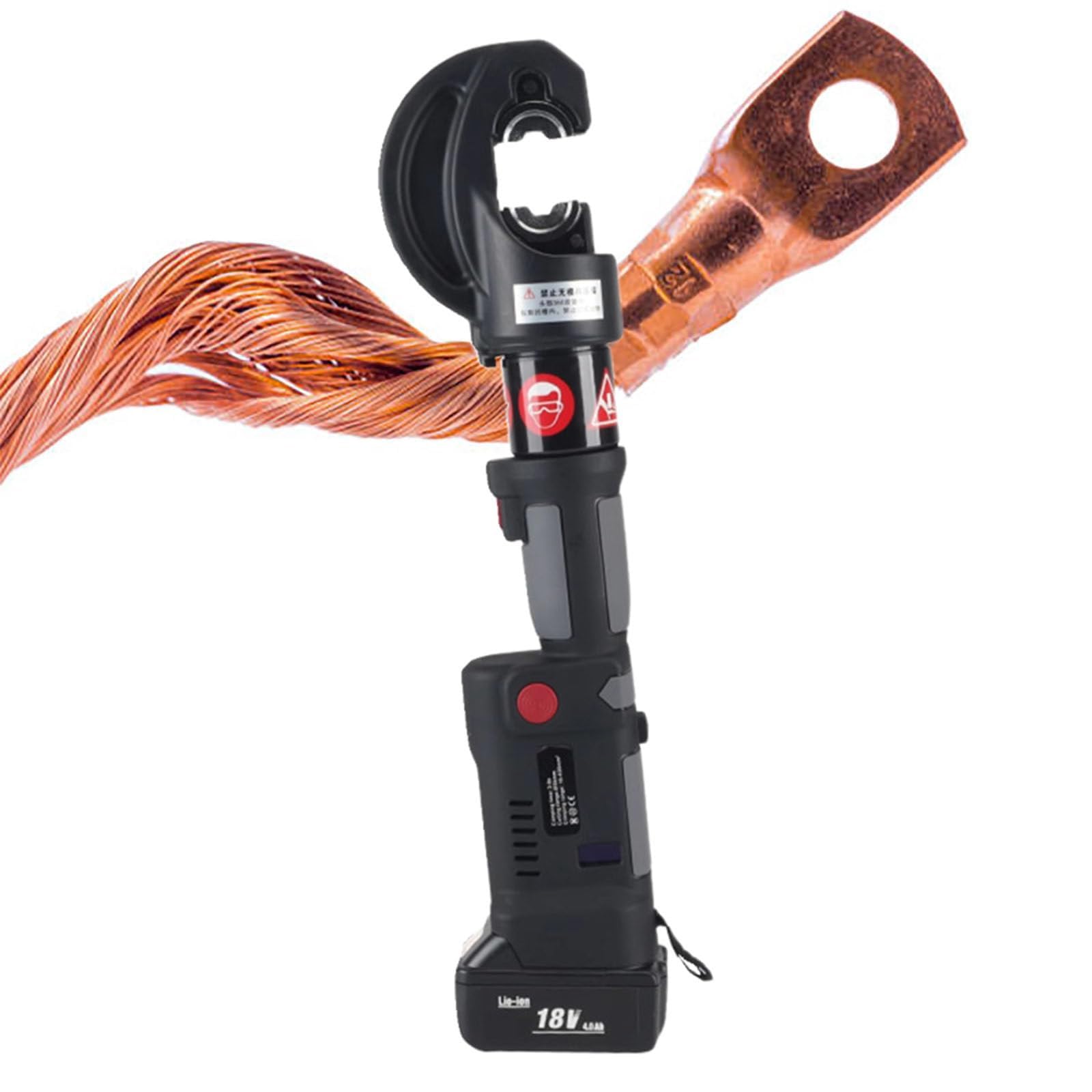 Senodon One Color Battery Electric Hydraulic Pliers, 120Kn Hydraulic Crimper For Cable Connections, 6-400Mm² Cable Crimping Tool, 360° Rotating Clamp, With 12 Dies