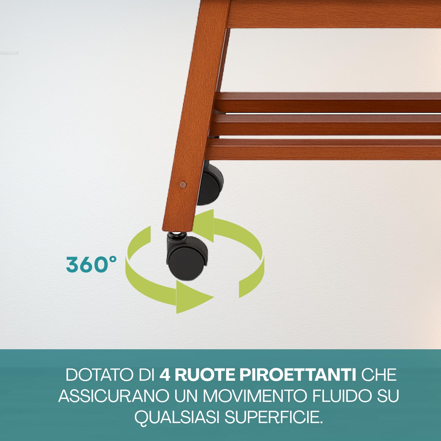 Paluplus Carrello Portacucito in Legno con Ruote, Misura 34x23x57 cm, Cestino a Scaletta a 3 Piani con 5 Scomparti per accessori cucito, sartoria e fai da te, Made in Italy -010F -5,4 (Noce)
