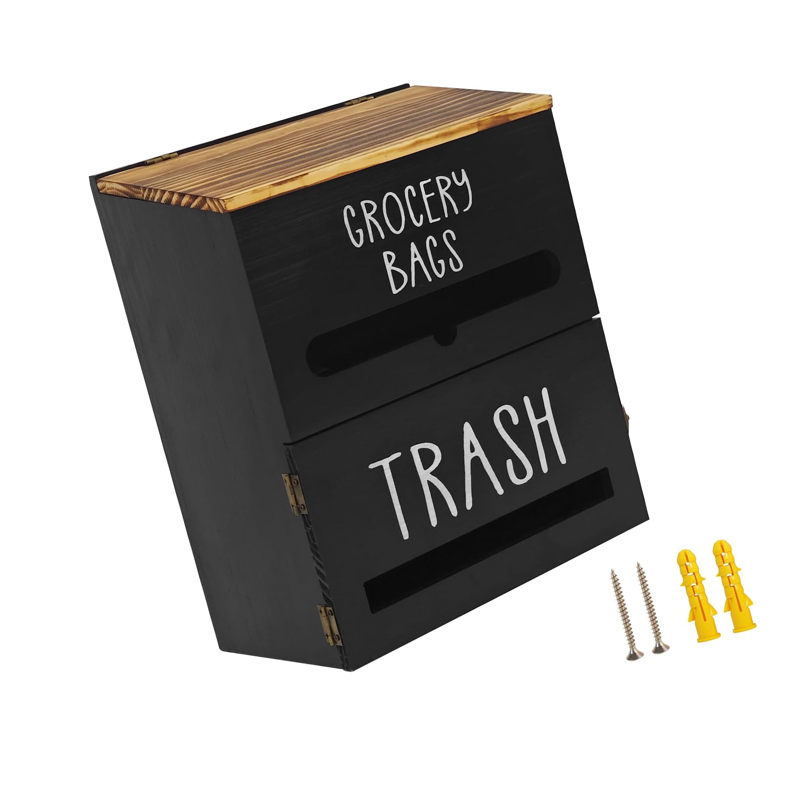 Jazuaiao Layer Wall Mounted Trash Bag Dispenser for Kitchen Offices with Wooden Designs and Easy Access Hanging Garbage Bag Storage