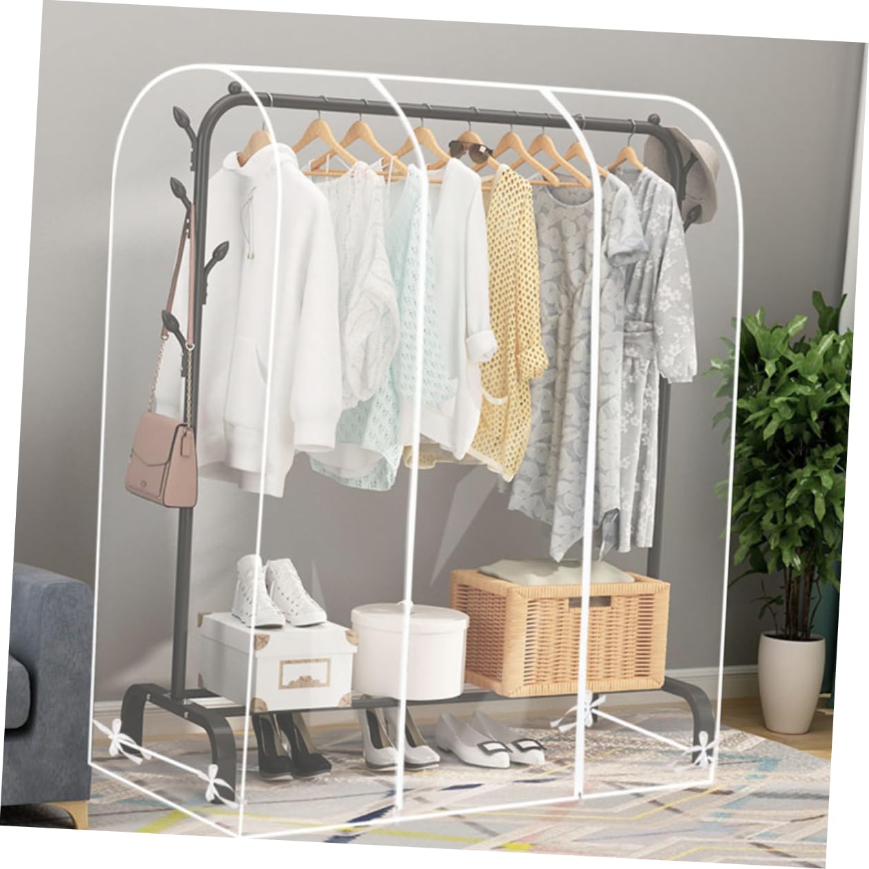 LABRIMP Copertura Protezione in Antipolvere Trasparente Abiti per Plastica Cerniera Leggera Design Moderno per Organizzazione per Stand Appendiabiti Domestica