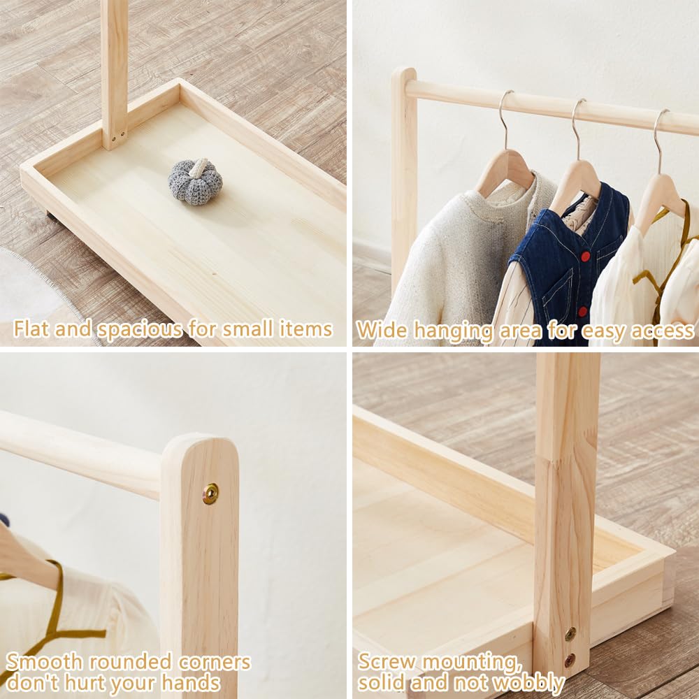 NUODWELL Perchero para Ropa de Bebé para Niños Pequeños, Soporte para Colgar Ropa de Mascotas, Perchero Simple de Piso para Almacenar Ropa, Sombreros para Niños y Zapatos (55 * 26 * 60 cm (Sin ruedas