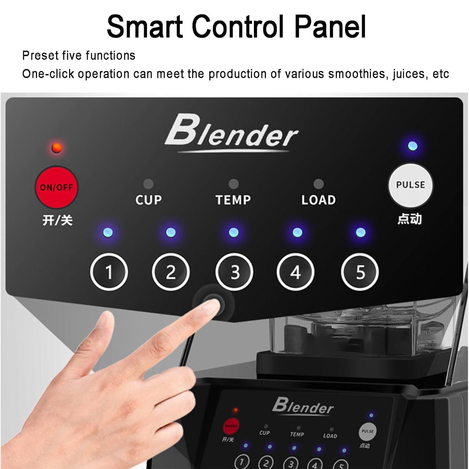 Smoothie Blender, Blender Commercial per frullati 2L Smoothie Macchina Frutta Succo di Frutta Fumotie con recinto sonoro, 22000 Giri/min, 5 preset, per i ristoranti di casa Hotel