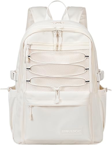 Miniatura 2 de Mochila para escuela, universidad, adolescentes, estudiantes, bolsa de viaje estética con compartimento para laptop, mochila escolar casual, Blanco,