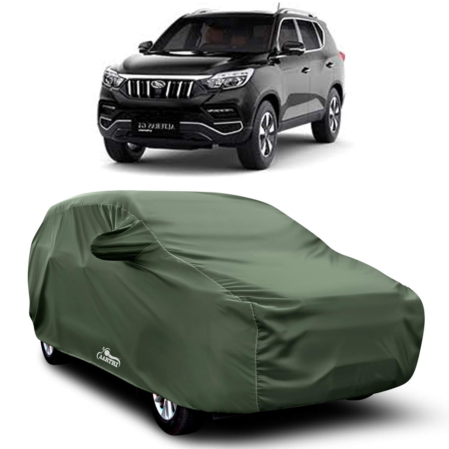 XGuard® 100% Waterproof - Mahindra Alturas G4 4X2 at Car Cover - UV Rays Reflective - Scratch Resistant - Heavy Durable Fabric - Car Body Cover (Dark Green with Mirror Pockets)