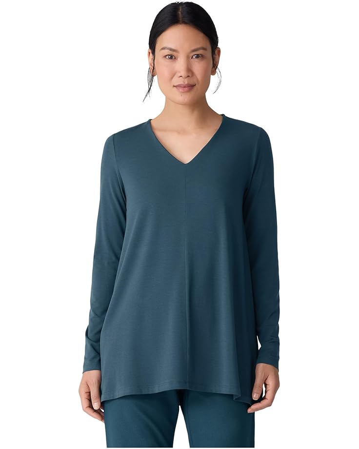 Eileen Fisher Fine Stretch Jersey Knit V-neck Tunic - Main View