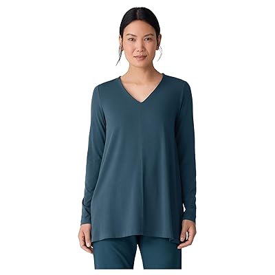 Eileen Fisher Fine Stretch Jersey Knit V neck Tunic Women