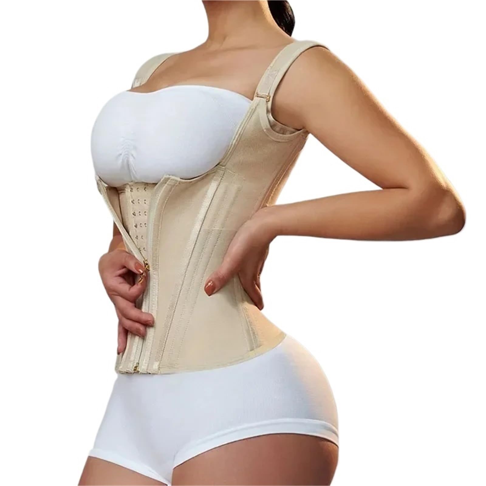Body Moldeador Mujer Faja moldeadora de cuerpo for mujer, chaleco compresión doble, corsé entrenamiento cintura con cremallera ajustable