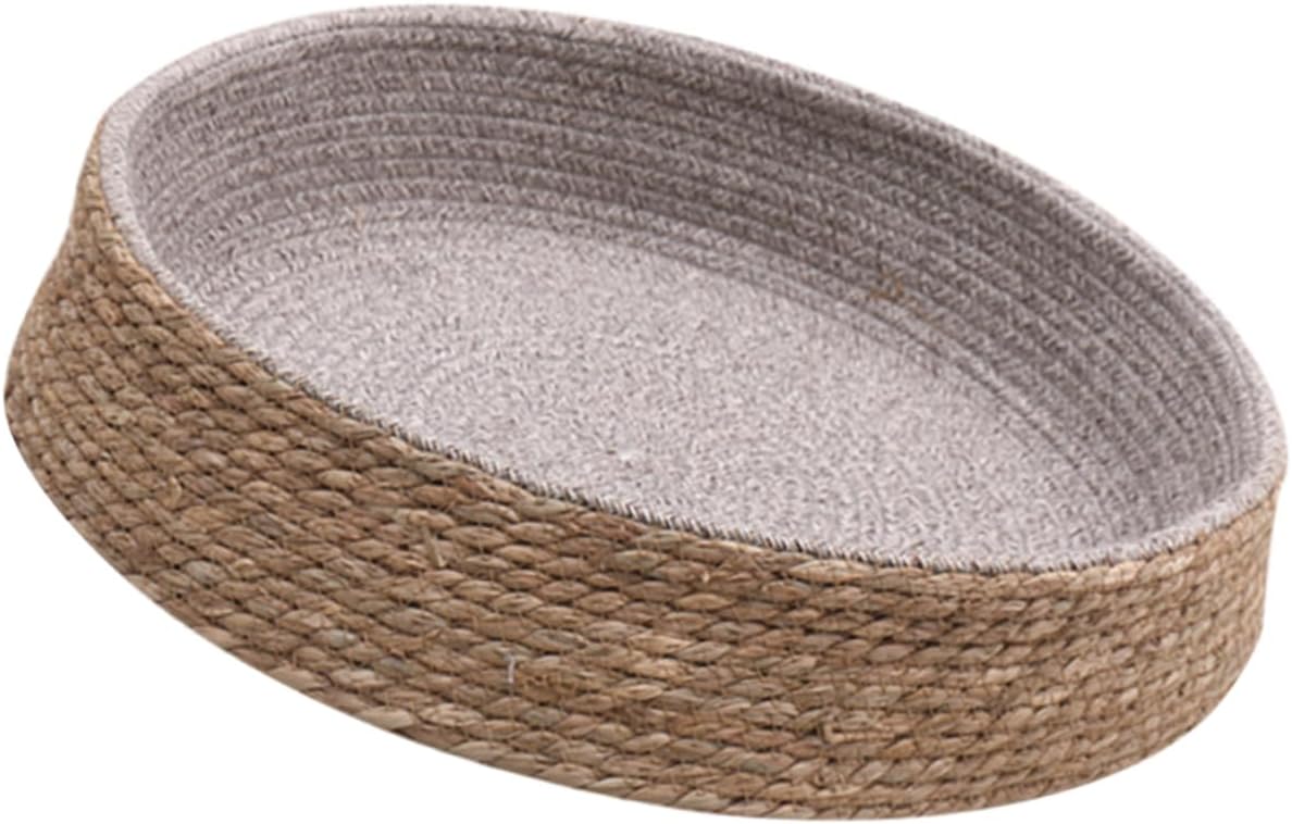 Woven Round Pet Bed for Dogs Cats Natural Handcrafted Sleeping Nest Mat Small for Stylish Design Light Brown for Indoor Use