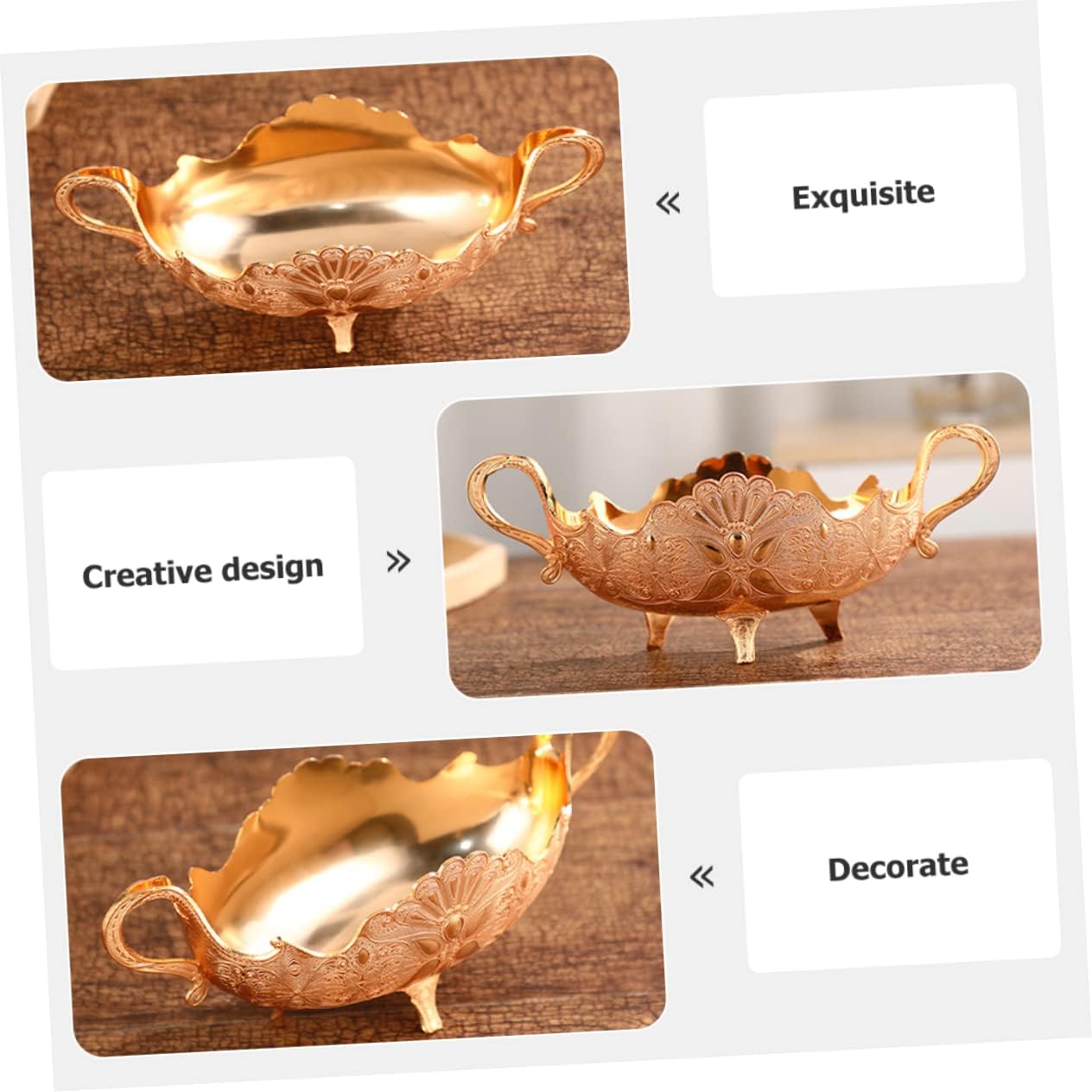 BESPORTBLE Amphora Fruit Bowl End Table Decor Metal Tray Gold Table Decor Vintage Candy Jewelry Tray Cake Storage Dish Cake Decorating Metal Serving Tray Snack Tray Zinc Alloy Food Plate