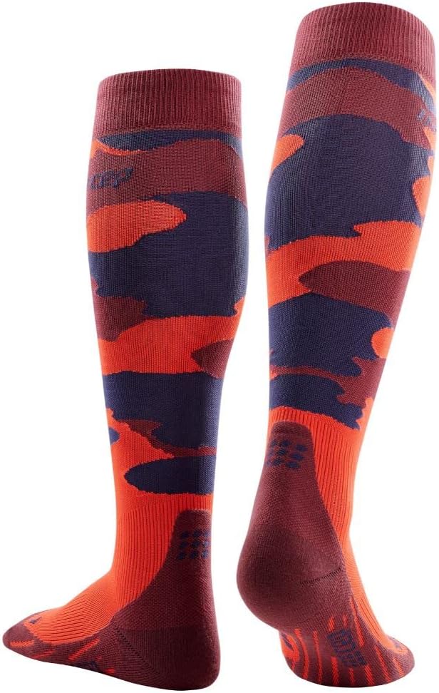 CEP Men’s Camocloud Tall Running Compression Socks | Long Performance Sock, Lava/Peacoat, Men, III