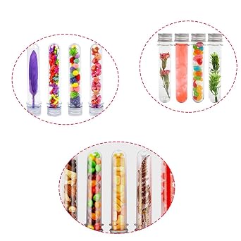 24 PCS Plastic Test Tubes,45 ml Clear Test Tube with Caps,140 x 25 mm Test Tube for Candy Storage,Party,Decoration,Beads Display,Lab