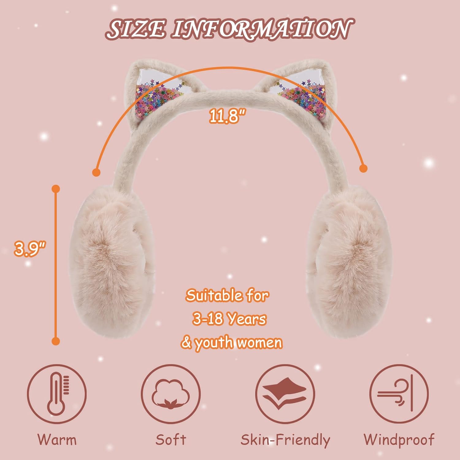 PESAAT Fluffy Ear Muff for Women Plush Earmuffs Kids Winter Earmuffs Girls Boys Cold Weather Ear Warmer - Image 6