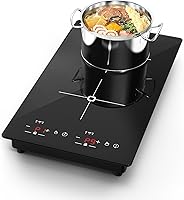 Vista 5 de VBGK Placa de Cocción Eléctrica, estufa eléctrica de 110 V, control táctil LED de un solo quemador, 9 niveles de potencia, bloqueo y temporizador