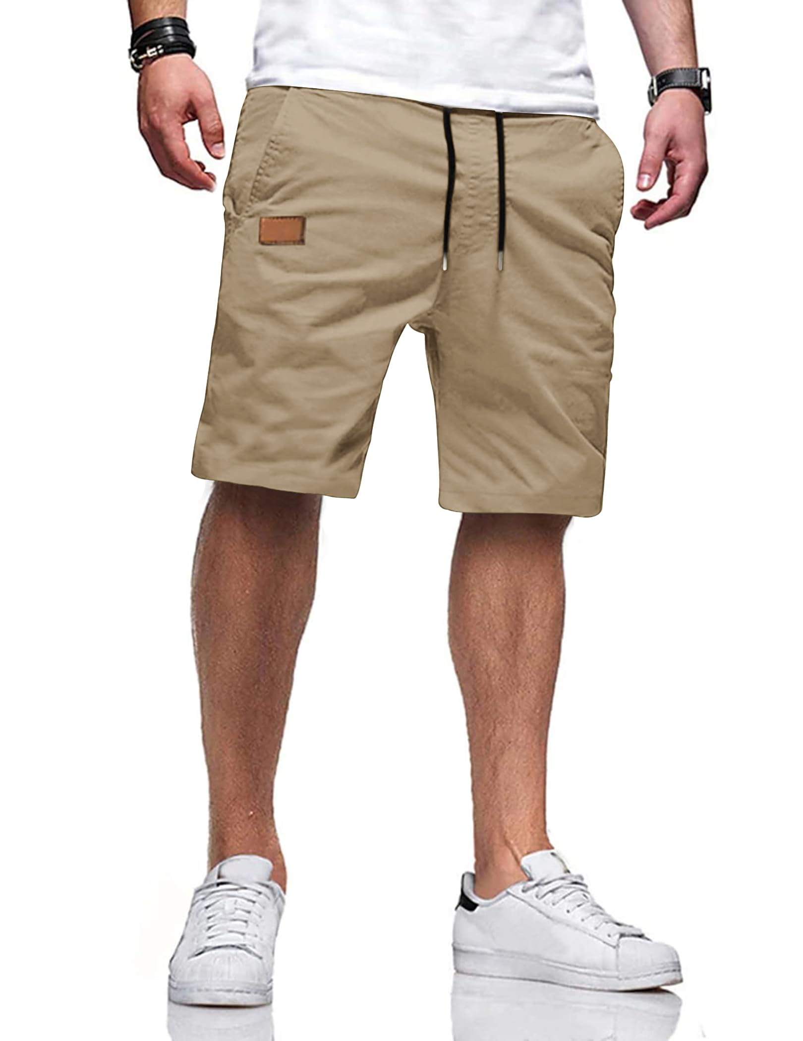 TARAINYA Kurze Hosen Herren Baumwolle Casual Shorts Herren Tunnelzug Elastische Sommer Chino mit Taschen