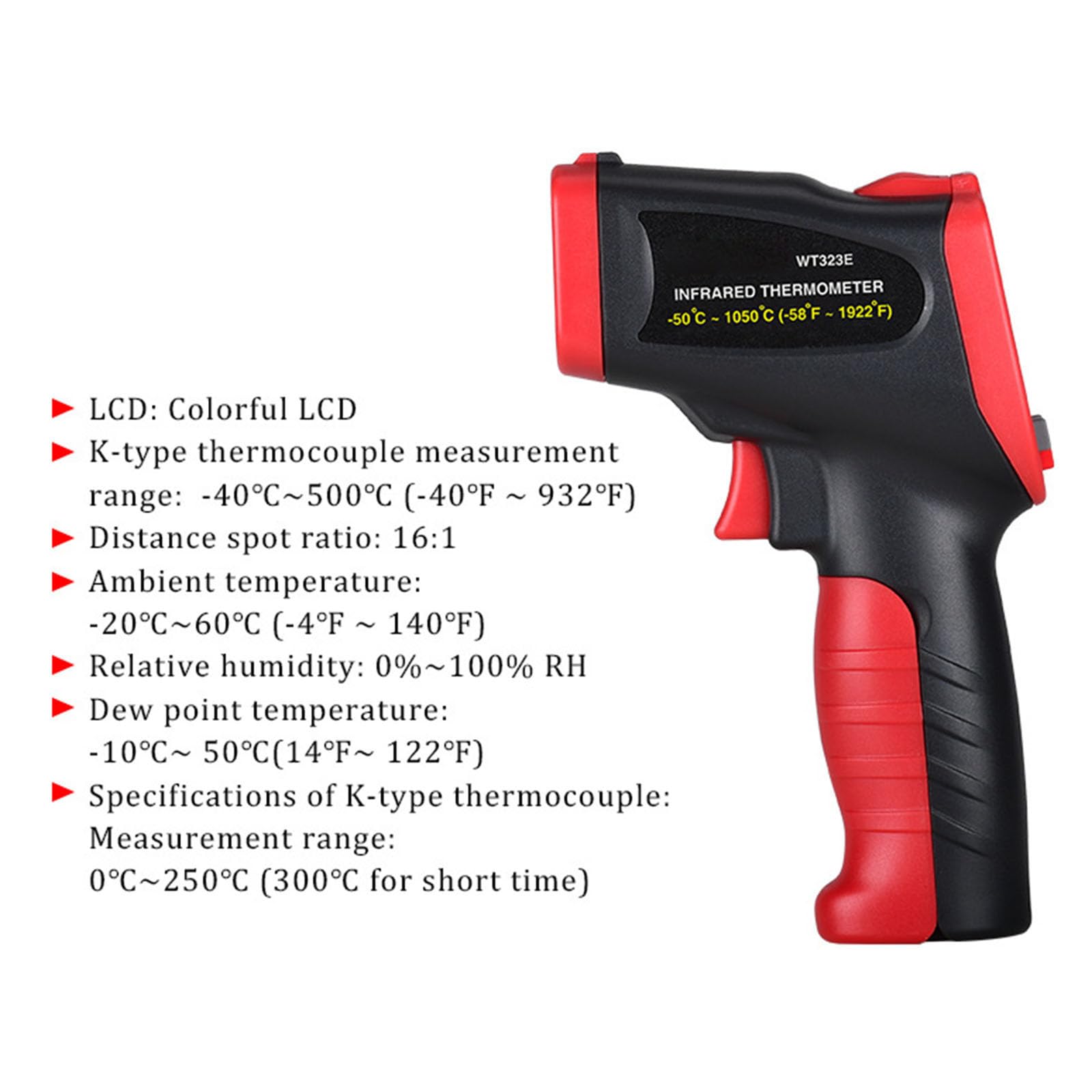 Dispositivo de medición de temperatura ultrared para superficies rápidas y precisas, detección de temperatura, inspección de alimentos, medición industrial