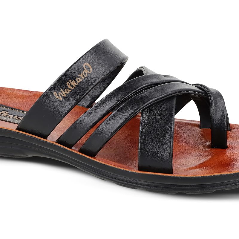 Image of WALKAROO Men's Fashion Sandals with Toe Ring, Cross Straps and Lightweight - W5687