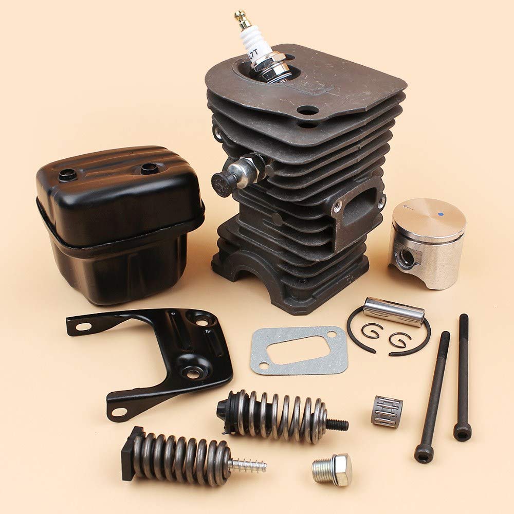 Tiempo Beixi Culata Pistón Silenciador Soporte Perno Muelle antigolpes Buffer Kit Compatible con Husqvarna 340 345 (42 mm) Motosierra Motor Motor Parts