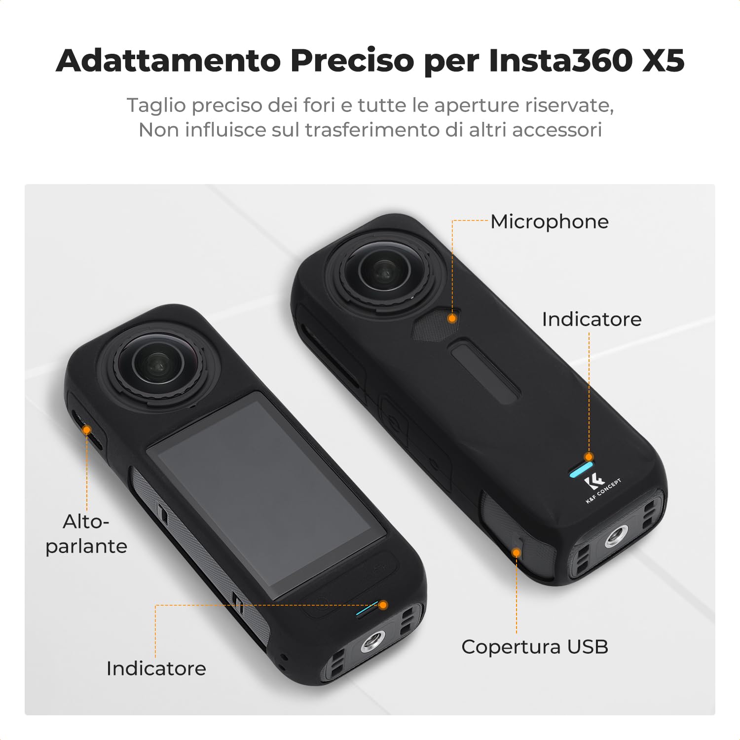 Custodia In Silicone Nero Per Insta360 X5, Con Copertura Lenti, Antigraffio, Protezione Totale Per Action Cam