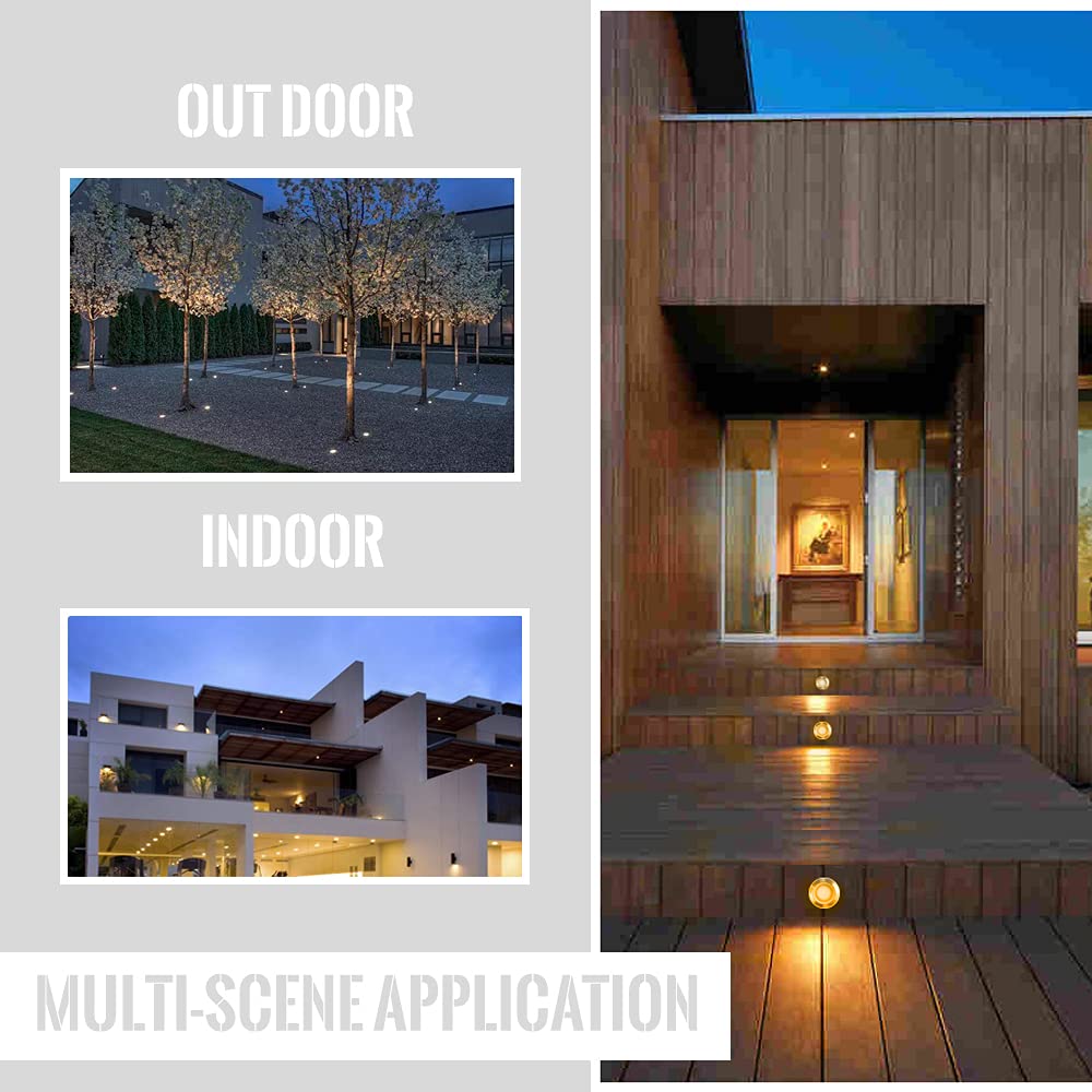 Arotelicht 10PCS Faretto incasso,Luci Da Incasso Con Guscio di Protezione,IP67 impermeabile,Diametro 32MM,Bianco Caldo 0.6W DC12V 230V,Per interni esterni terrazza cucina giardino luce decorativa