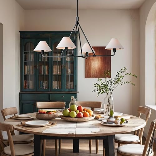 Miniatura 5 de Lámpara de araña de lino Beatrix - Cortinas de lino, 46.25 dia. x 30 h (negro mate)