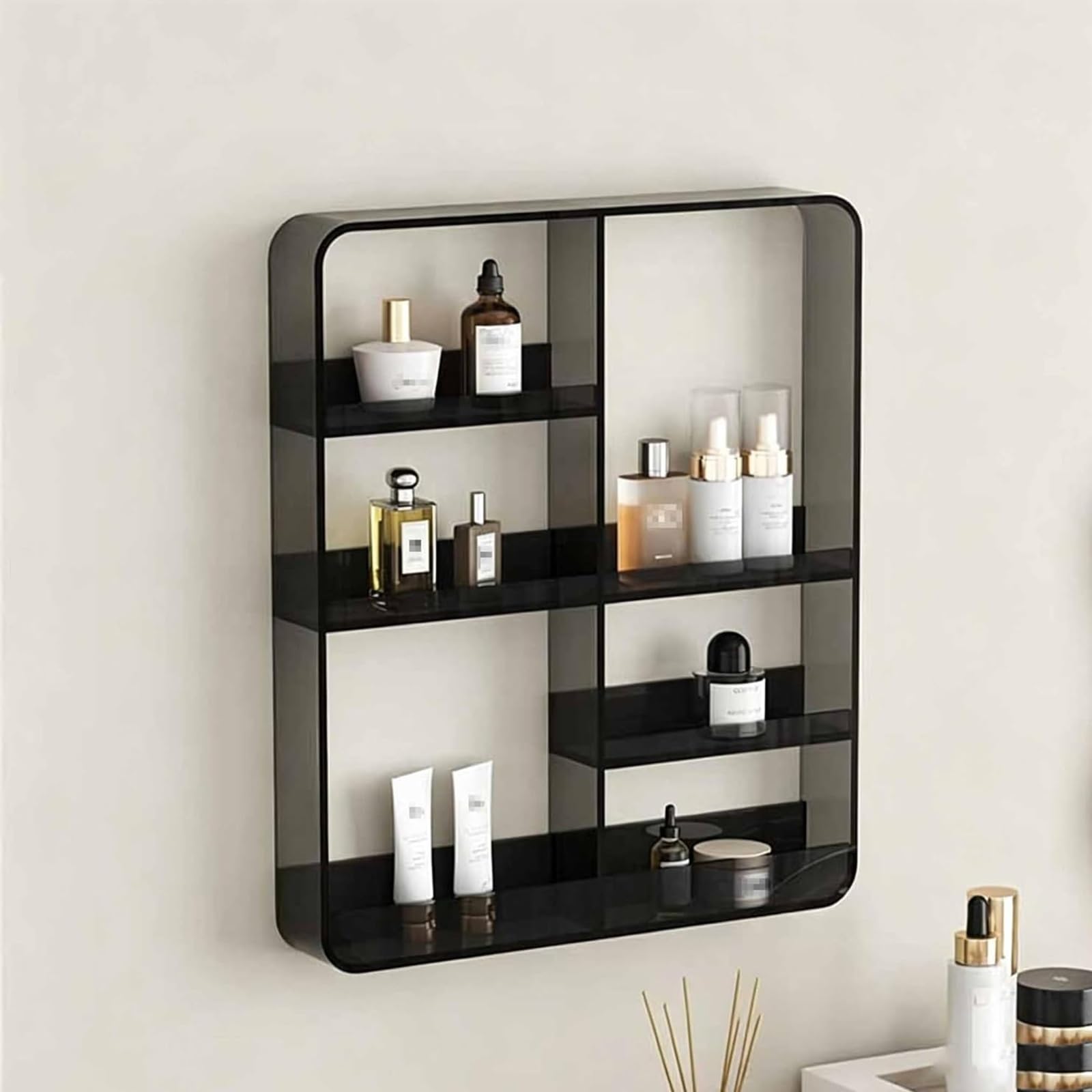 Dexinhdh C Wall Mounted Acryli Storage Rack, Invisible Floating Bookshelf, Multi-Tiered Sectional Storage, No-Drill Bathroom Orner Shelf For Bedroom, Bathroom, Kitchen(C)
