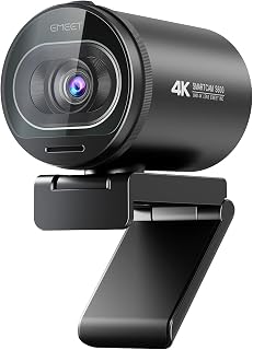 Webcam 4K com microfone, Webcam EMEET S600 Ultra HD 60FPS para transmissão com foco automático, capa de privacidade integrada, webcam USB 88°, ideal para jogos/ensino online/chamadas de vídeo/zoom/Skype/equipes