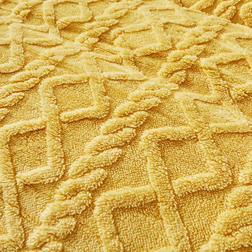 Joyreap 3-Piece Fluffy Faux Fur Sherpa Comforter Set, Queen Size Luxury Tufted Bedding Comforter Set, Ultra Soft Warm Cold Weather Plush Comforter Bed Set- Yellow, 88X88 Inches #TOP7