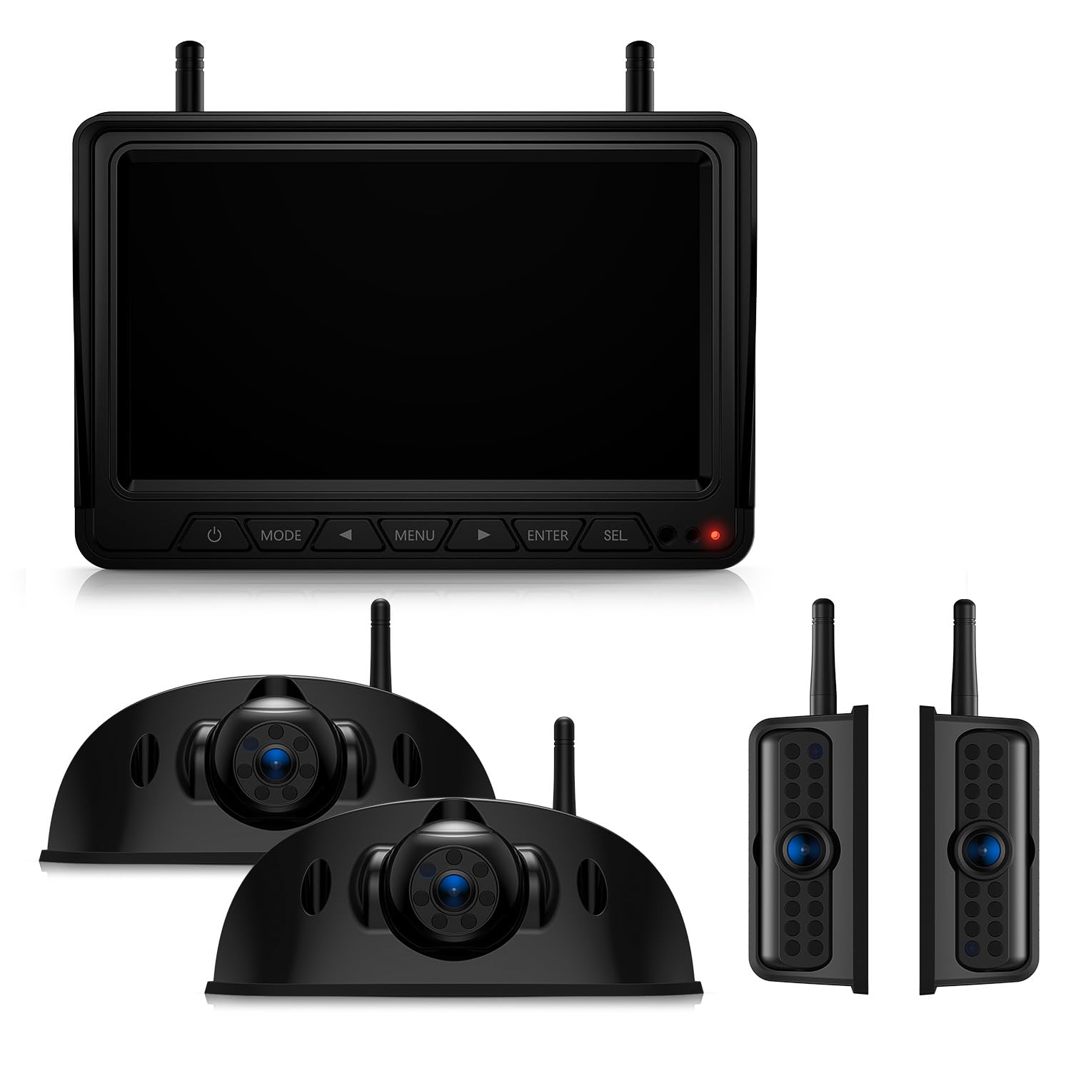 Fookoo HD 4 Cameras Wireless RV Backup System, 7