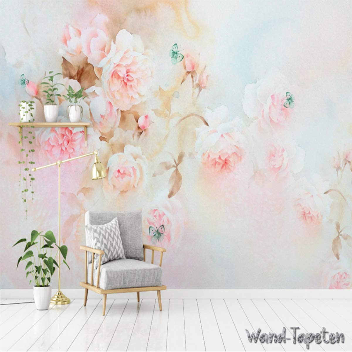 Vlies Fototapete Wandtapete Wandbilder Handgemalte Rosen Moderne Florale 3812 (300(B) x 210(H) cm)