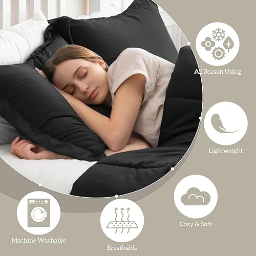 Miniatura 4 de Homelike Moment - Juego de edredón alternativo ligero de plumón para todas las estaciones, manta de verano, 3 piezas - 1 edredón con 2 fundas