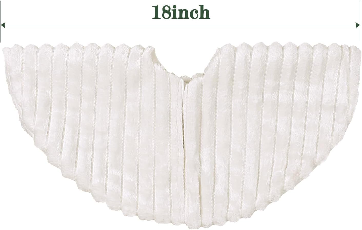 Faux Fur Christmas Tree Skirt: 18 Inch White Plush Faux Fur Christmas Tree Skirt with Stripe Textured Pattern, Soft Christmas Tree Decorations for Merry Christmas Home Décor Xmas Party Gifts