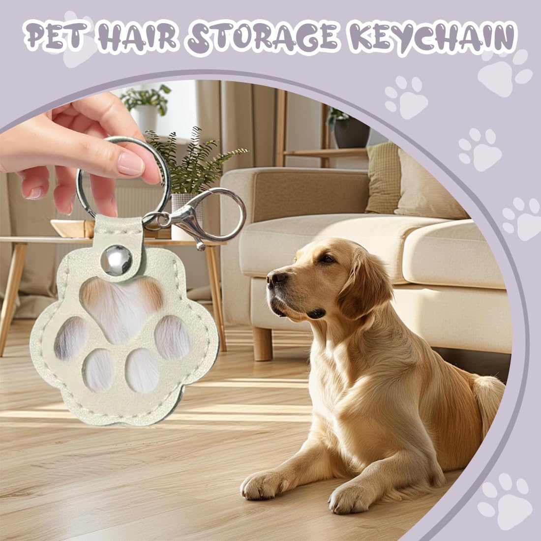 Portachiavi 4 Unità Contenitore Peli Animali Domestici Bianco Lilla Rosa Beige