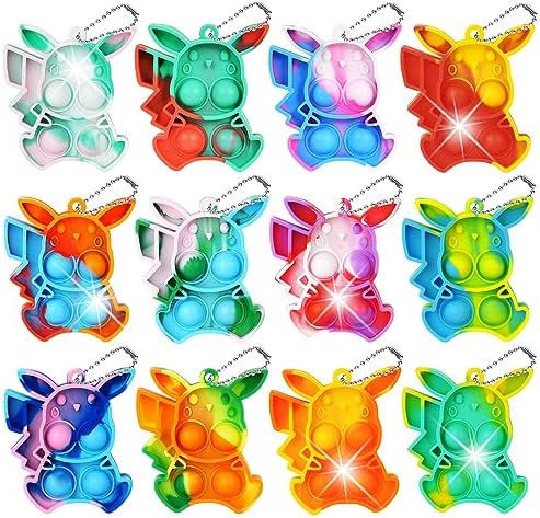 Ainiv Pop Push It Fidget Toy, 12 szt., mini brelok do kluczy, antystresowe, sensoryczne, zabawki z breloczkiem do kluczy, zabawki Poppet Bubble Finger Toys Autyzm dla ADHD