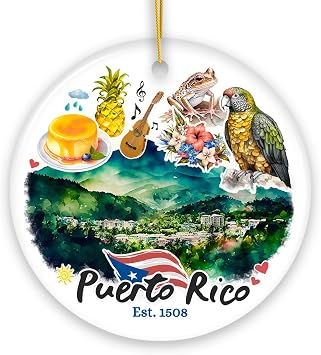 Artistic Puerto Rico Tropical Scenery Ornament, Caribbean Paradise Souvenir Gift