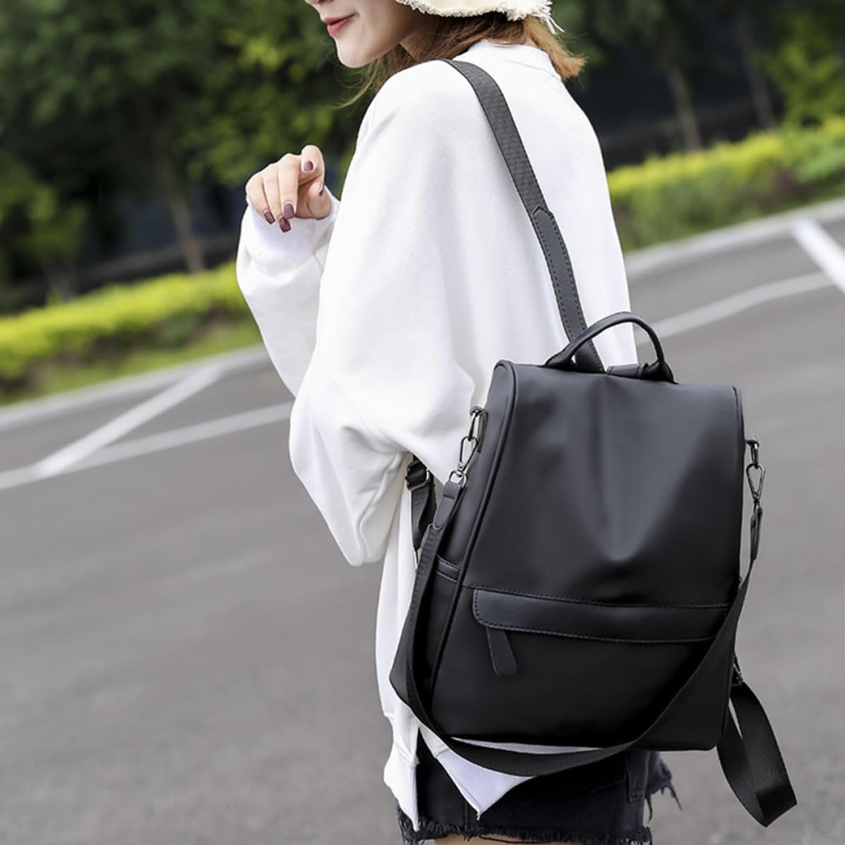Black Oxford Cloth Fashion Backpack Anti Theft for Women Students