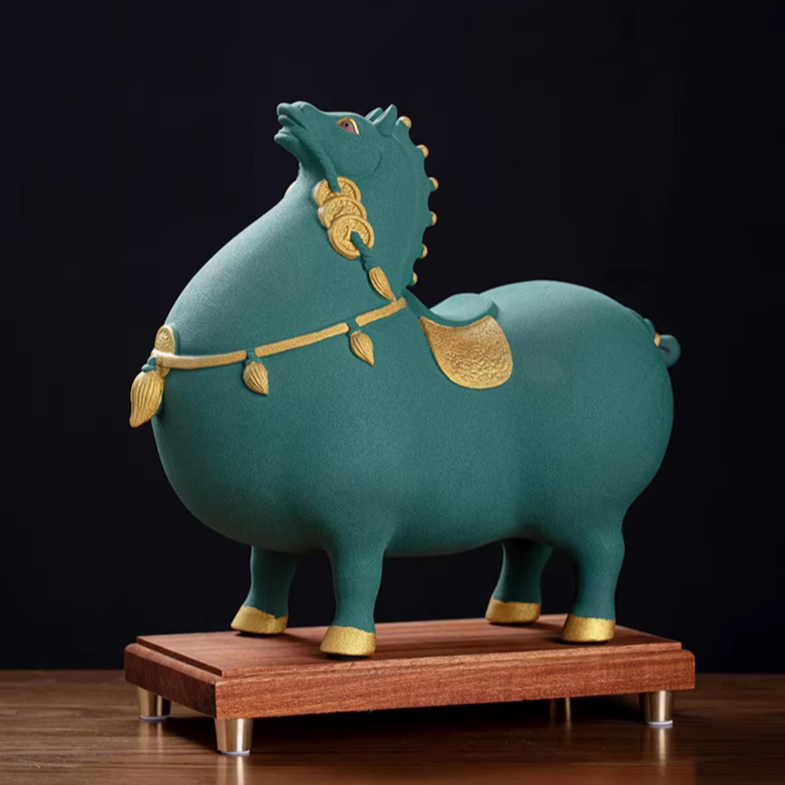 Aottsd Red Zodiac Horse Statue Ceramic Living Room Office Desktop Decor 26Cm