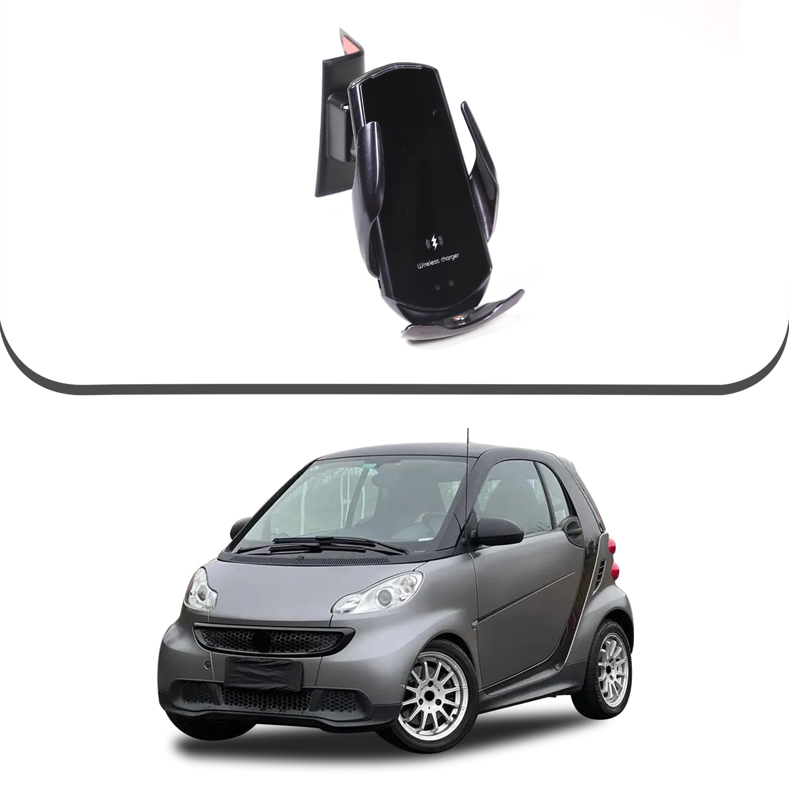 YANER Uchwyt na telefon komórkowy do konsoli środkowej, kompatybilny z Benz Smart 2011-2015, bezprzewodowe ładowanie, uchwyt nawigacyjny, uchwyt na telefon komórkowy