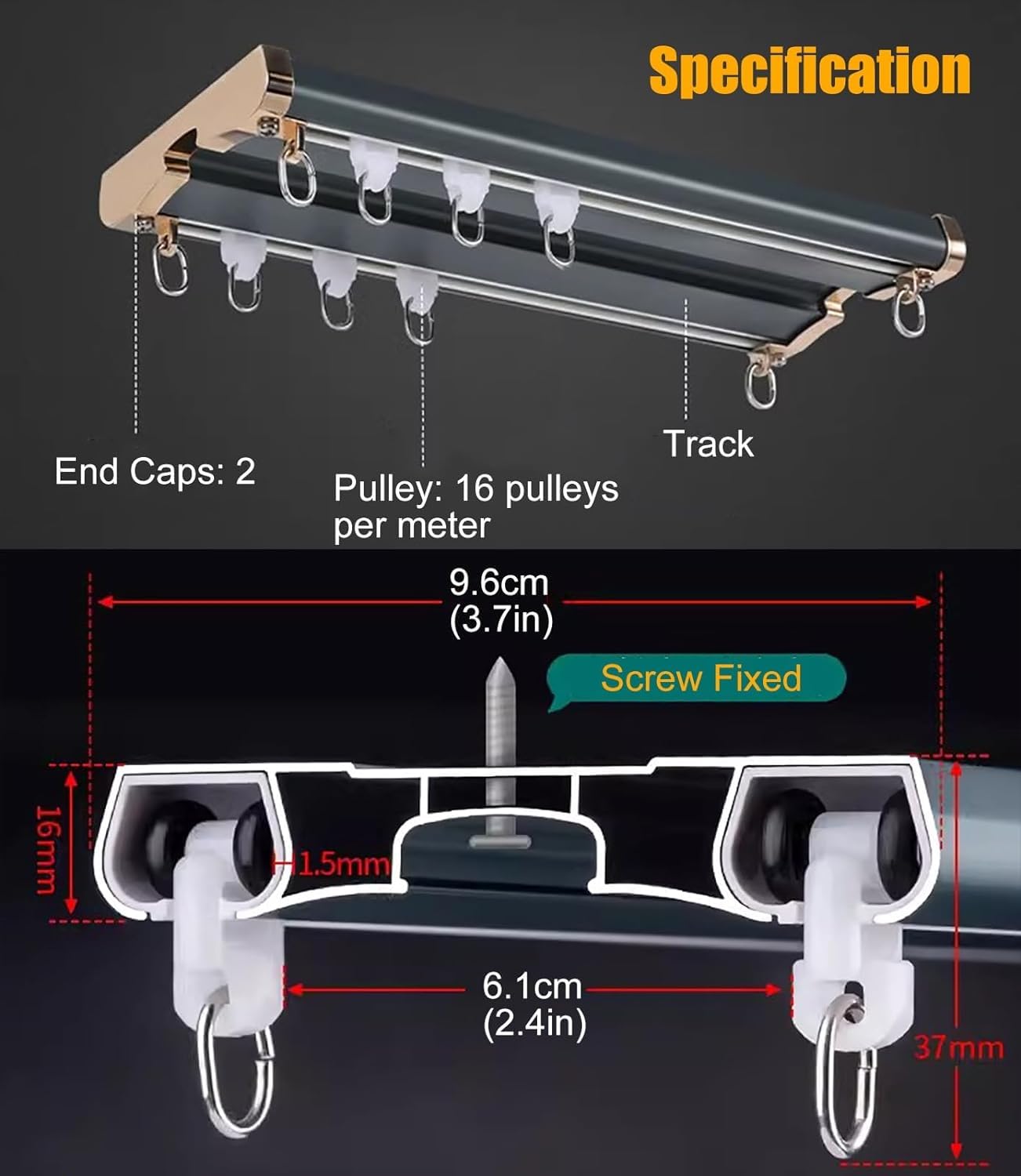 Doppelläufige Metall-Gardinenstange, Deckenmontage, Gardinenstange für Schlafzimmer und Wohnzimmer, Fensterbehandlungen, verstellbare Länge, einfache Installation