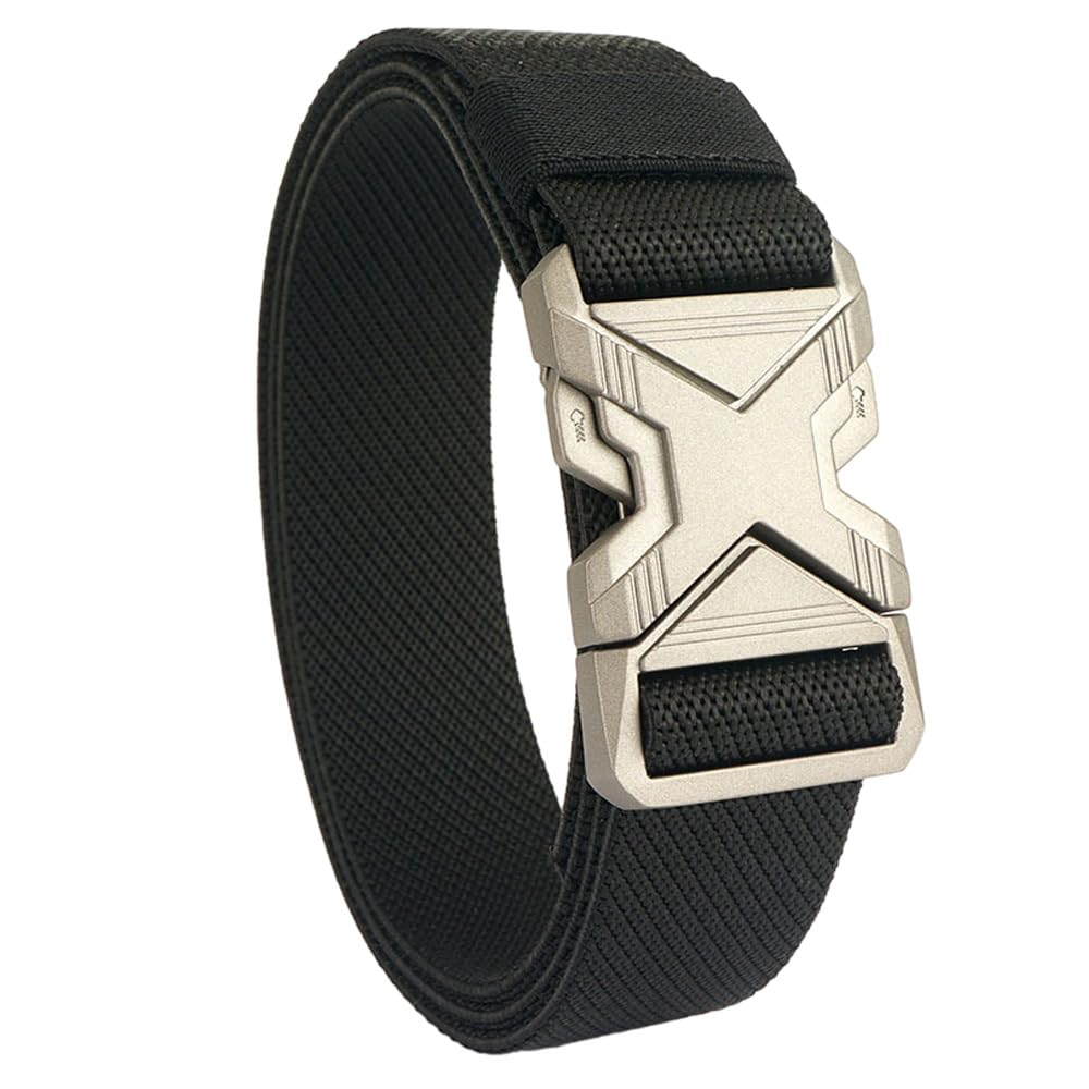 QAZSEMens Tactical Belt 1.34" Wide Stretch Elastic Webbing Military Style Golf Belts