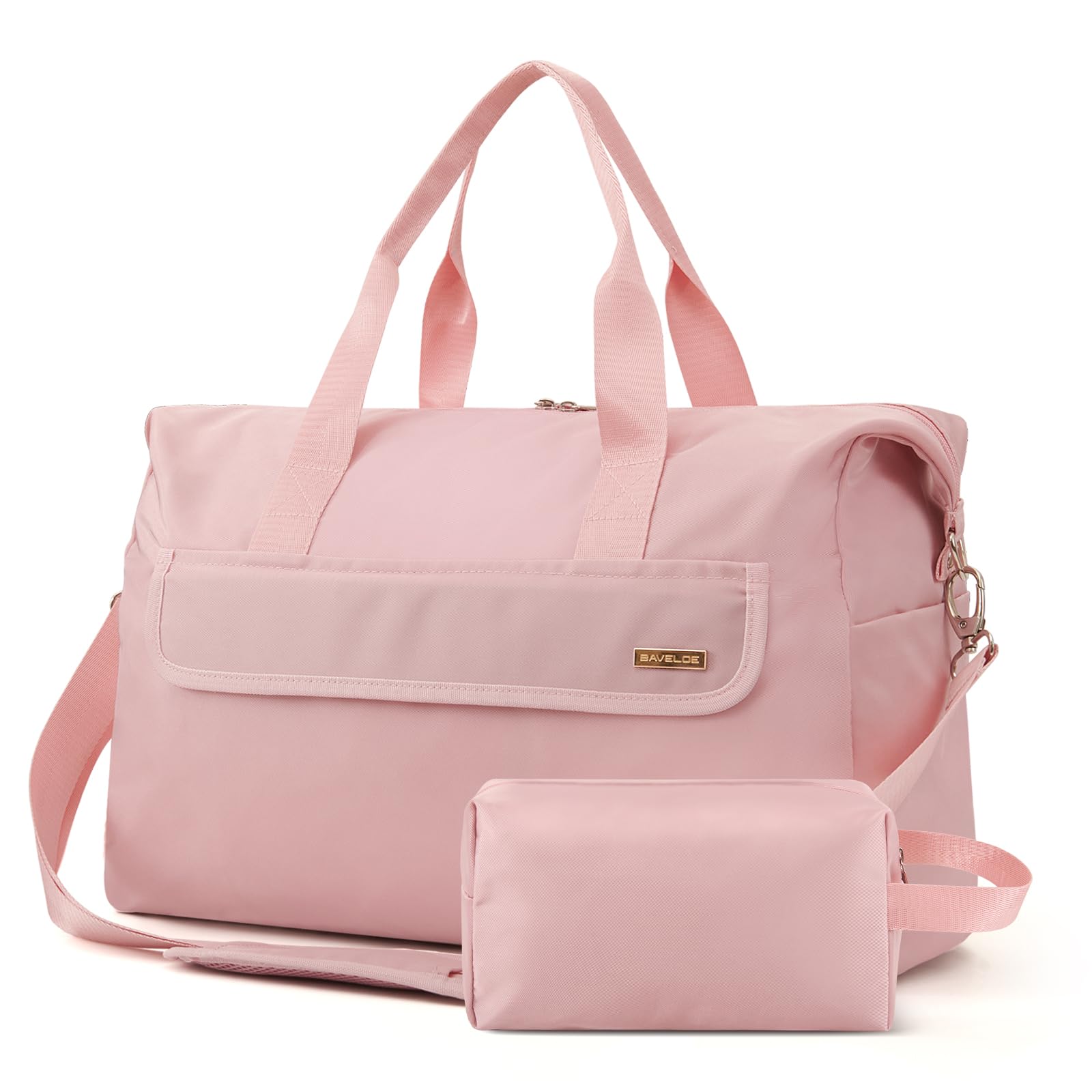 BAVELOE 18x14x8 Personal Item Bag with Wet Pocket & Toiletry Bag, Travel Duffel Bag for Gym Underseat Weekender Carry On Luggage for Women Men (Pink)