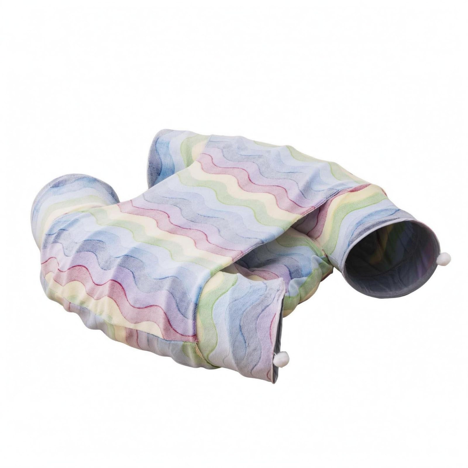 Feline Tunnel Shelter Cuccia Letto Rifugio in con Cuscineria per Coccole Riposini, Tunnel A Strisce Arcobaleno A Forma Di Telescopio